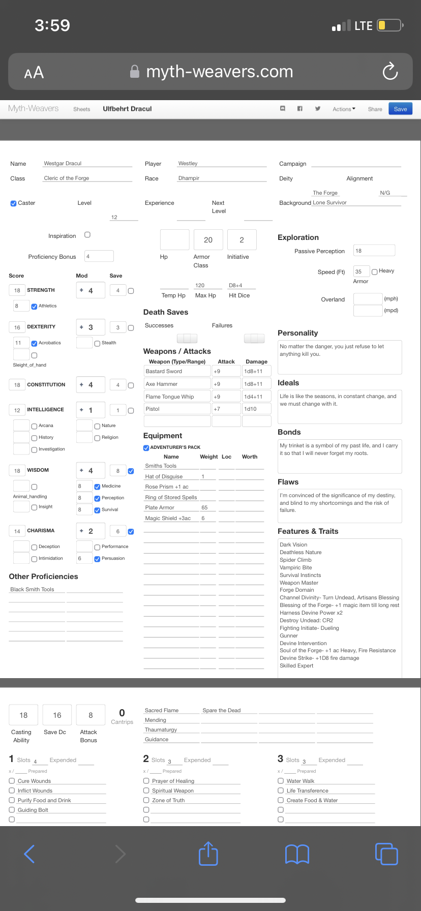 Printing Sheets - Closed Feedback Items - Myth-Weavers